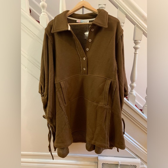 NWT Free People Brown Natalie Pullover Poncho / Sweater. - Picture 5 of 6